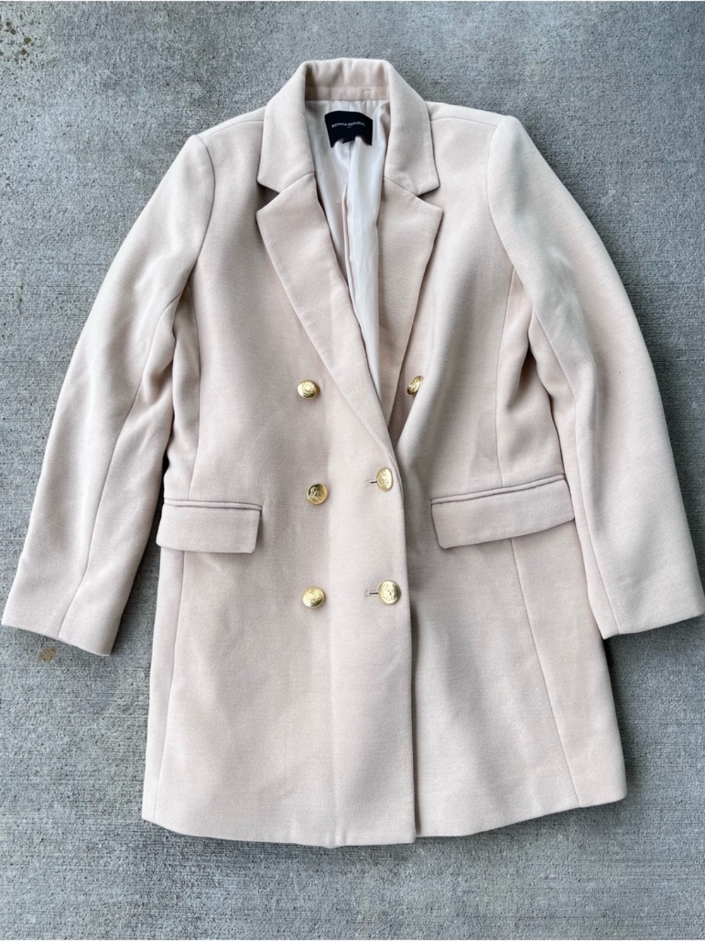 Banana Republic tan double breasted blazer jacket trench coat NWOT gold cream